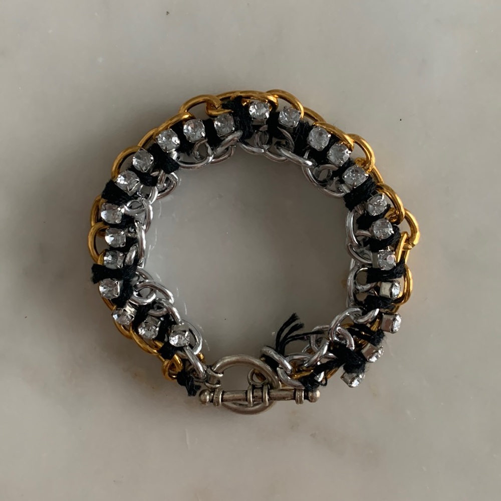 3/$15💎 Handmade chunky rhinestone crystal bracelet in Gold/Silver